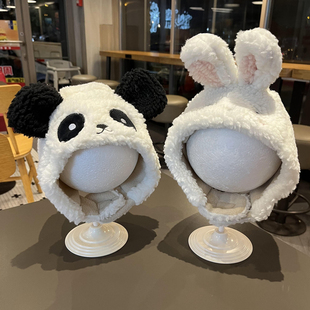 韩版宝宝护耳帽加厚毛绒男童帽子卡通女童挡风套头婴儿帽子秋冬天