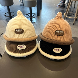 男宝宝针织毛线帽婴幼儿儿童可爱百搭女童内里奶嘴保暖帽子秋冬季