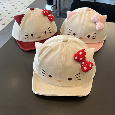 韩版宝宝帽子春夏薄款鸭舌帽1岁2岁软檐女孩可爱KT猫遮阳棒球帽潮