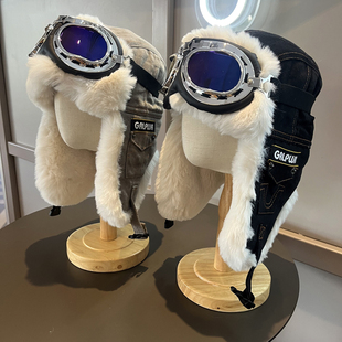 男女童帽子秋冬防寒风飞行员帽东北骑车护耳保暖帽棉眼镜雷锋帽潮