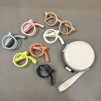 无镜片圆形眼镜儿童可折叠眼镜框