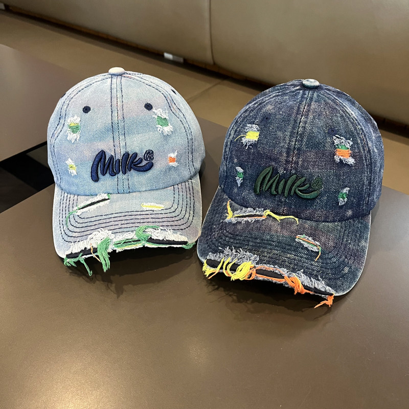 儿童帽子新款复古破洞宝宝牛仔棒球帽做旧水洗街头男女童鸭舌帽