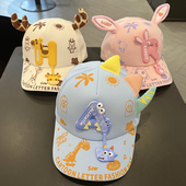 儿童帽子可爱女童字母棒球帽宝宝卡通遮阳帽弯帽檐鸭舌帽新款 男童