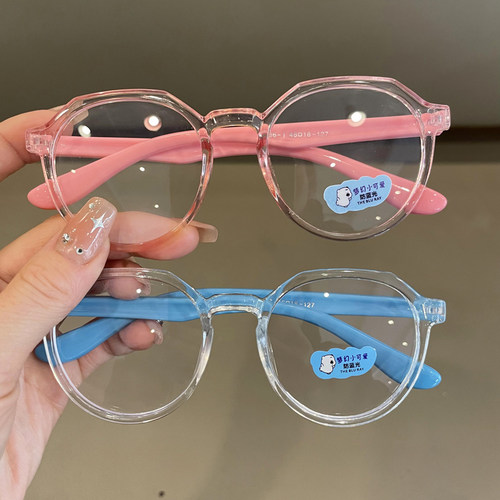 儿童眼镜防蓝光女童软腿硅胶玩手机电脑护目镜男童护眼平光镜时尚