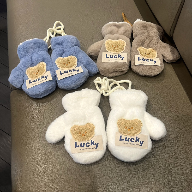 儿童手套冬季男童加绒加厚保暖女童毛绒可爱宝宝冬天防冻挂脖连指,童装/婴儿装/亲子装,手套,淘宝优惠券,粉丝福利购,淘宝优惠卷