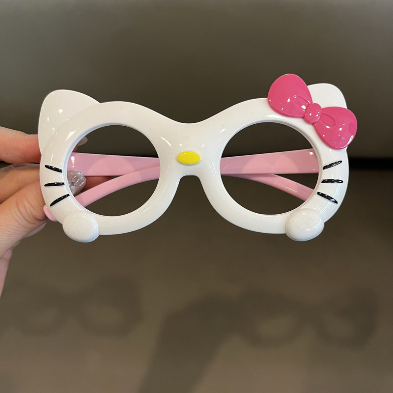 儿童眼镜宝宝可爱卡通KT结无镜片眼镜框架男女童拍照装饰眼镜框潮