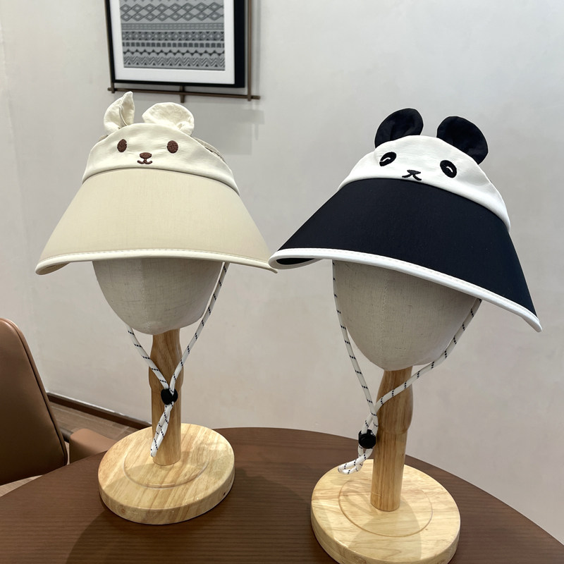 儿童帽子男童防晒空顶帽女童大檐宝宝遮阳帽可爱兔子太阳帽子夏季