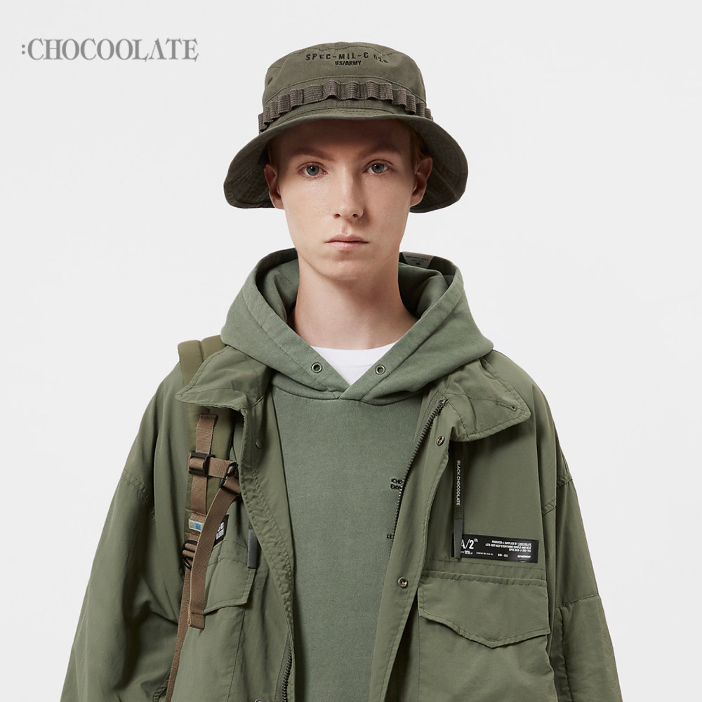 chocoolate男款渔夫帽夏季新潮流街头平沿饰帽绳0445xff