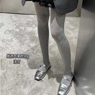 秋冬直角跟带脚型连裤 袜女格雷灰色微压显瘦不勒脚加绒保暖打底袜