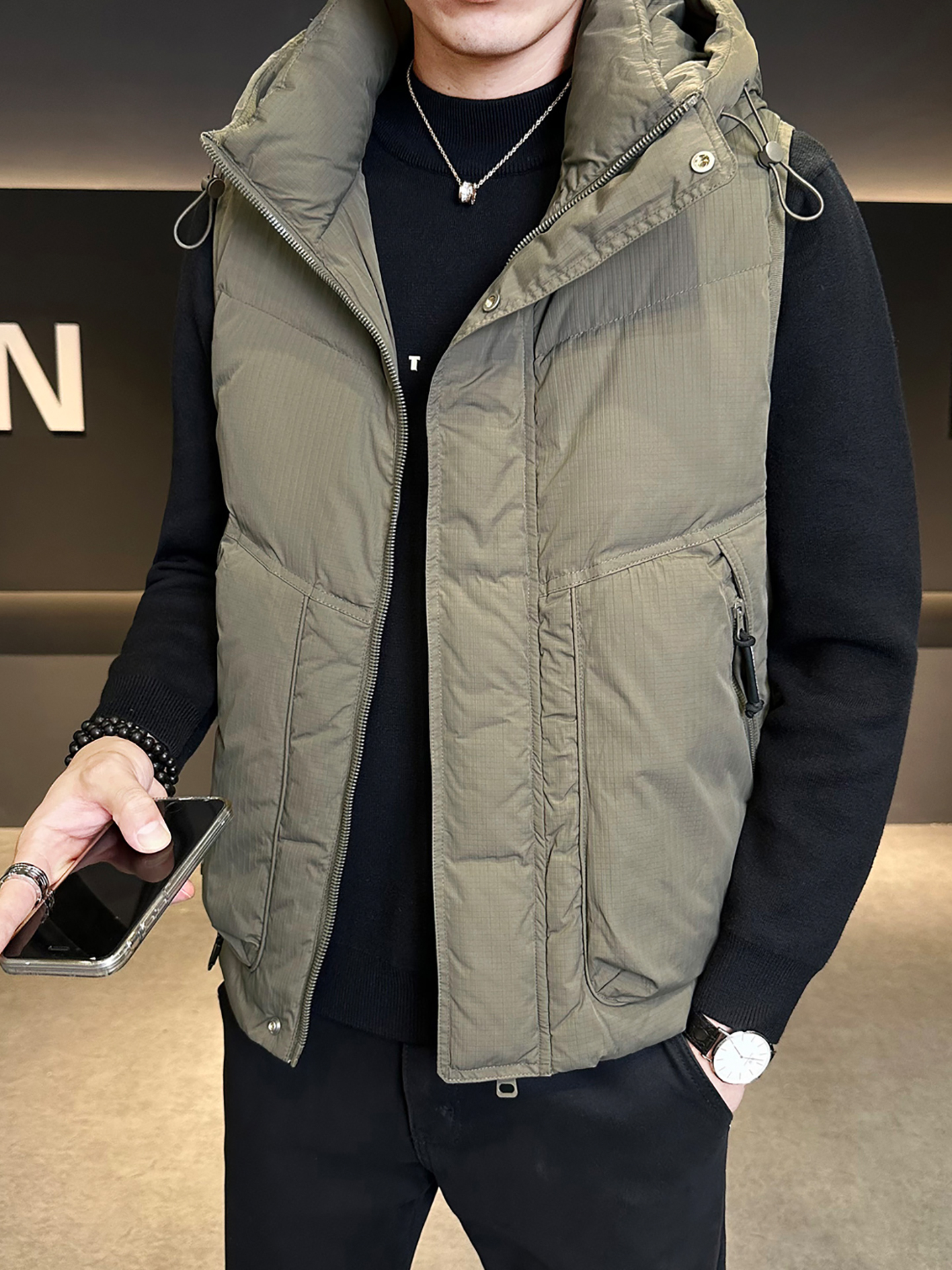 连帽羽绒服马甲男士秋冬季保暖外套2025新款潮流休闲外穿背心坎肩