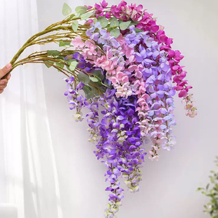 仿真阿勃勒巨型紫藤花长枝假花绢花垂吊花藤拍照造景藤蔓婚庆装饰