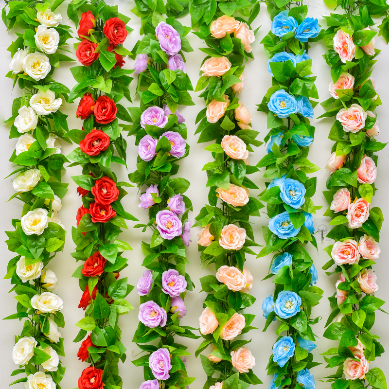 仿真玫瑰假花藤装饰空调管道装饰