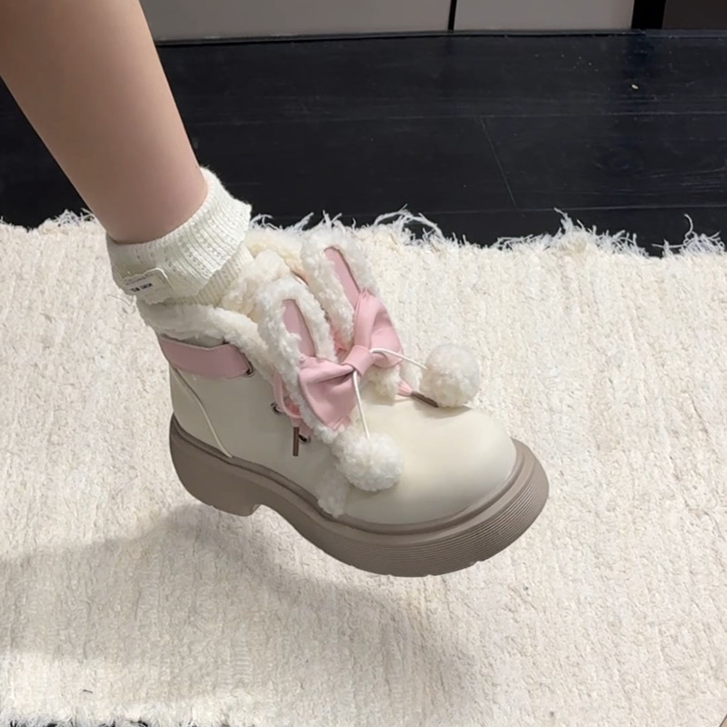日系复古加绒保暖短靴女