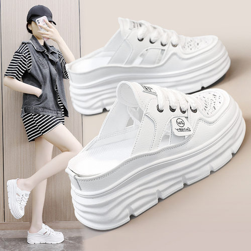 W3610透气女鞋2026夏季镂空厚底