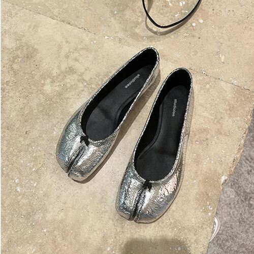 葡萄妈同款春秋女镜面分趾猪蹄鞋