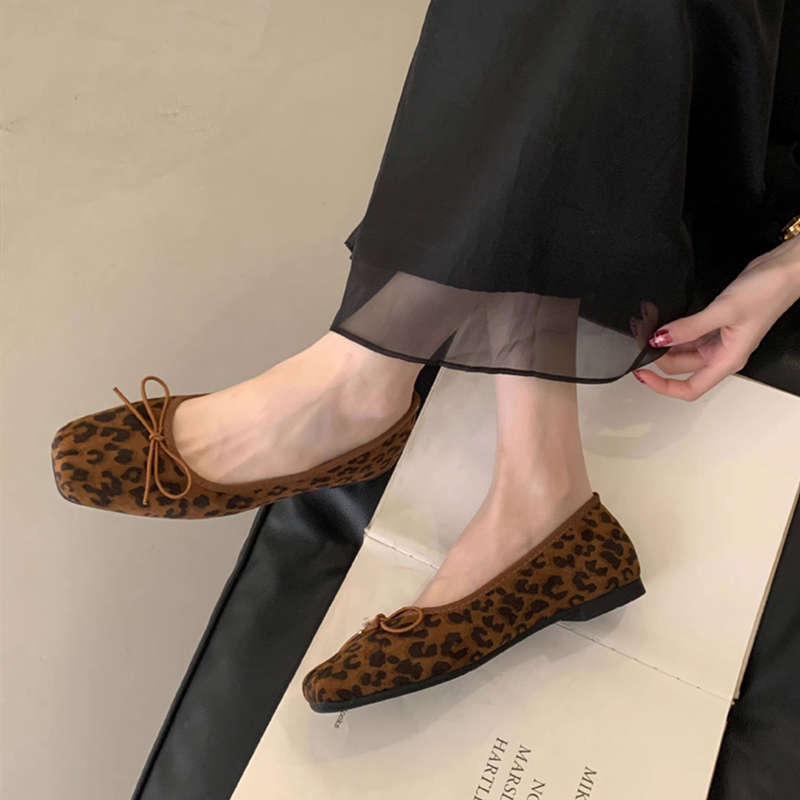 软皮版~软皮法式复古结豹纹浅口