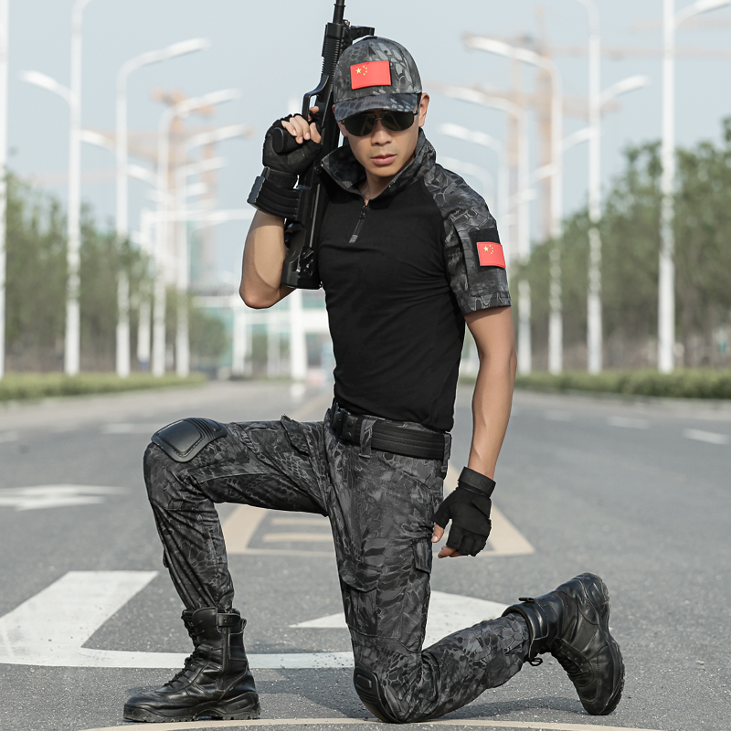 夏季户外黑色蟒纹迷彩蛙服特种兵