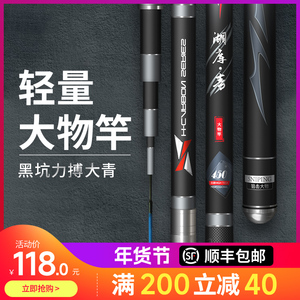 湖库轻量综合竿大物鱼竿超硬鲢鳙鱼竿水库青鱼竿8.1米9米长杆