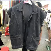 2019 áo khoác denim nữ mới Hàn Quốc áo rộng mỏng bỏ túi lớn Áo khoác nữ Hàn Quốc - Áo vest