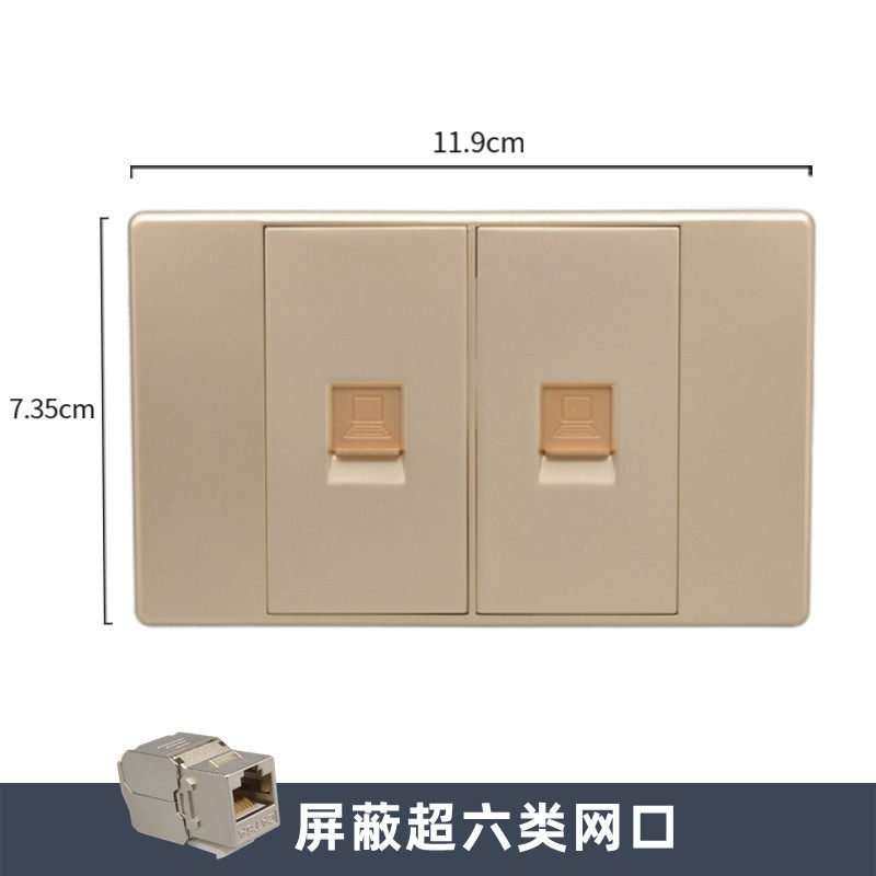 118型二位超六类网络插座RJ45网线电脑模块双口屏蔽CAT6A网口面板