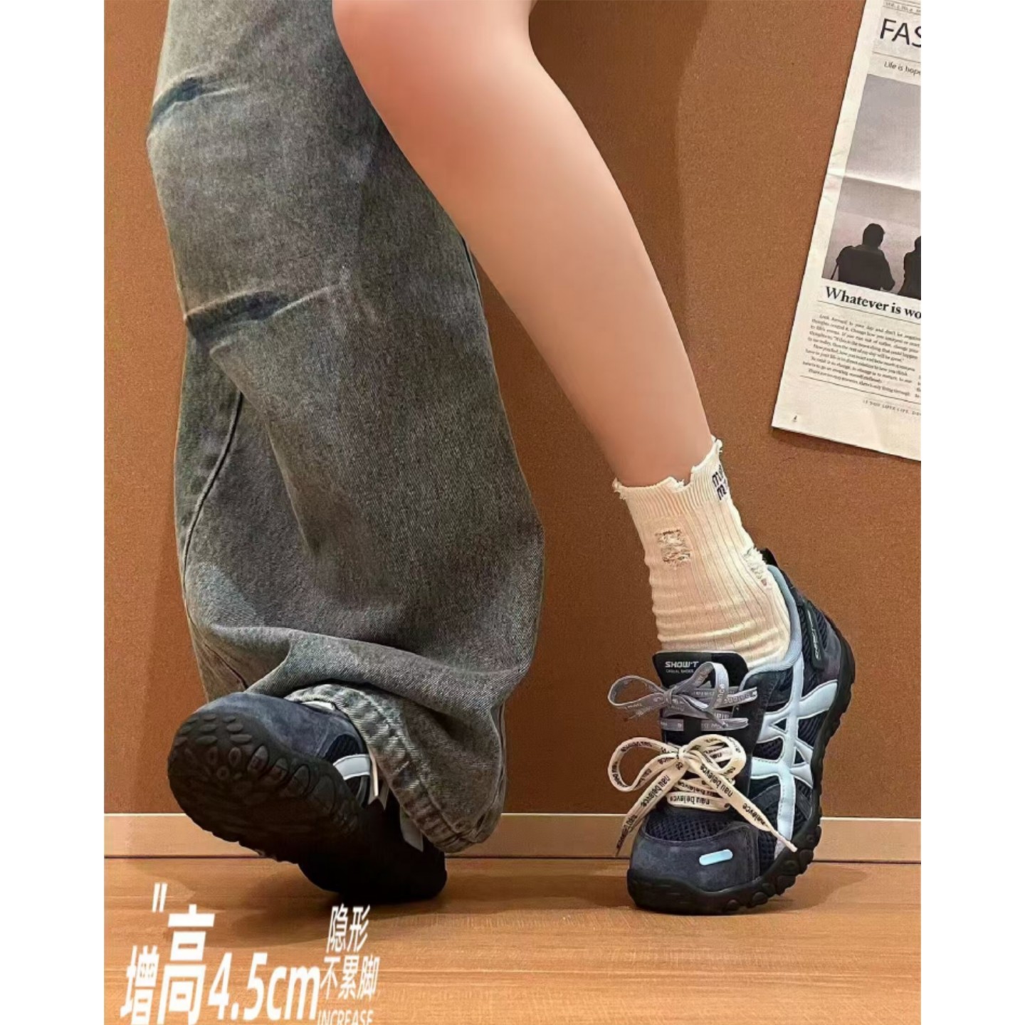 增高4.cm德训鞋女2026春季新款复古百搭阿甘鞋女学生运动登山鞋子