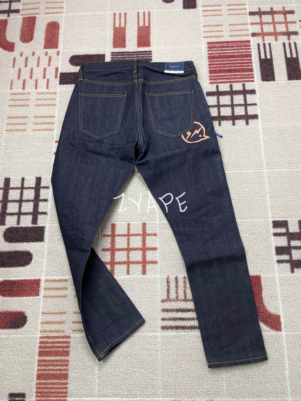 现货 denim by vanquish & fragment 藤原浩橙闪原色休闲牛仔裤