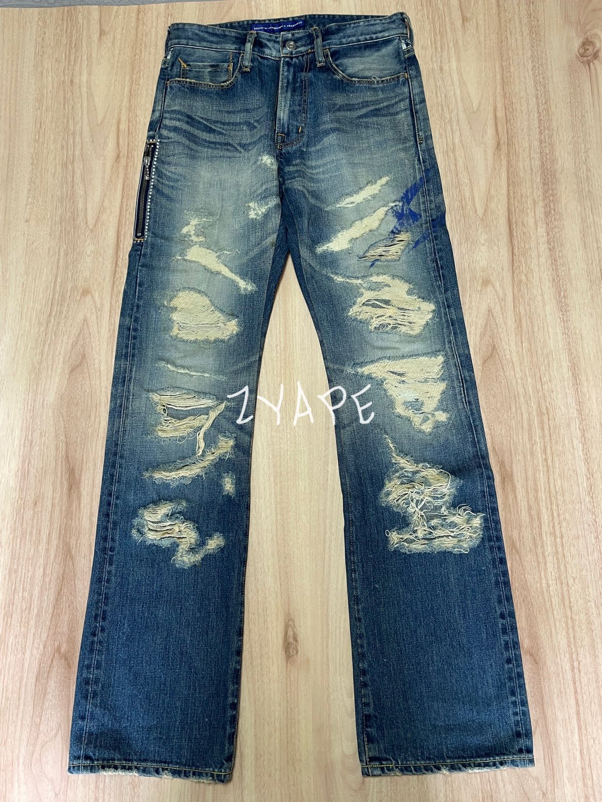 DENIM BY VANQUISH & FRAGMENT 藤原浩闪电破坏牛仔裤 W30