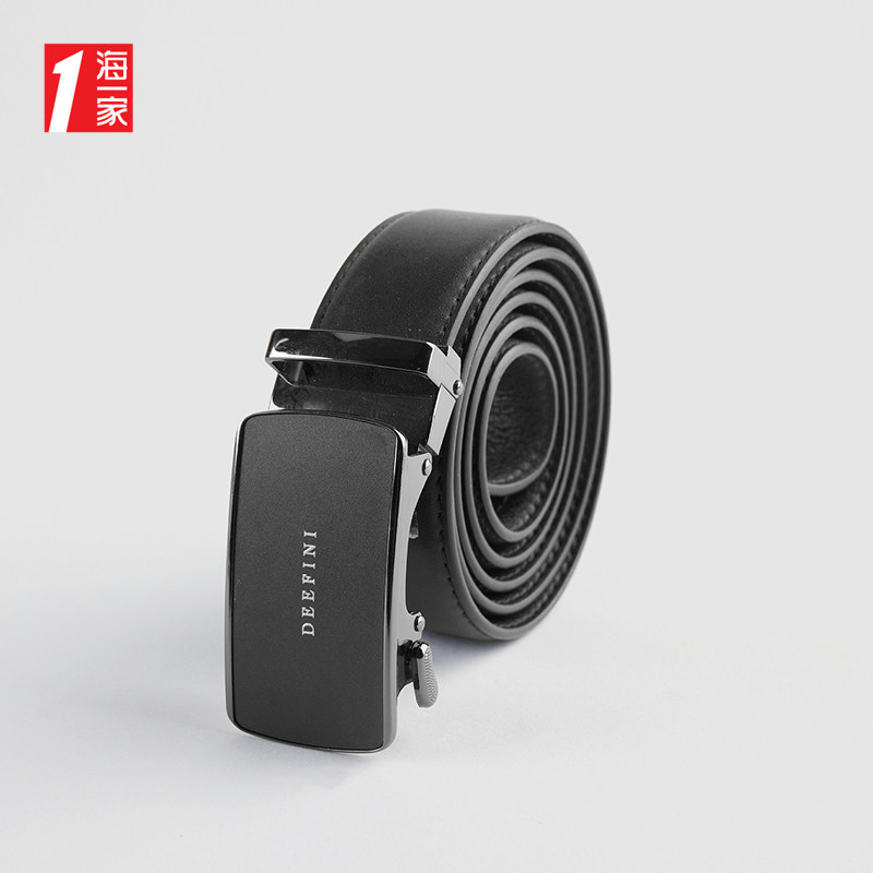 海一家时尚字母自动扣皮带2025年新款商务压花时尚腰带男 - 海一家旗舰店出品