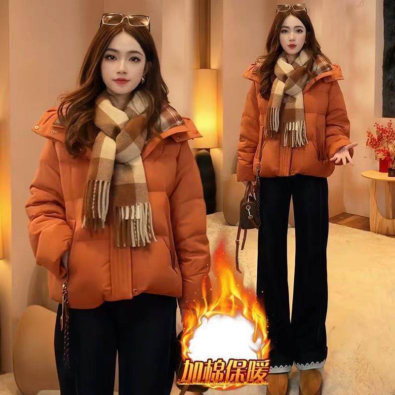 棉服女短款连帽面包服冬季新款保暖宽松棉衣外套小个子洋气小棉袄