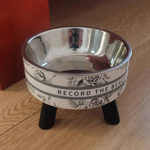 猫碗不锈钢宠物碗高脚猫水碗大容量猫咪专用大口径幼猫喝水防打翻