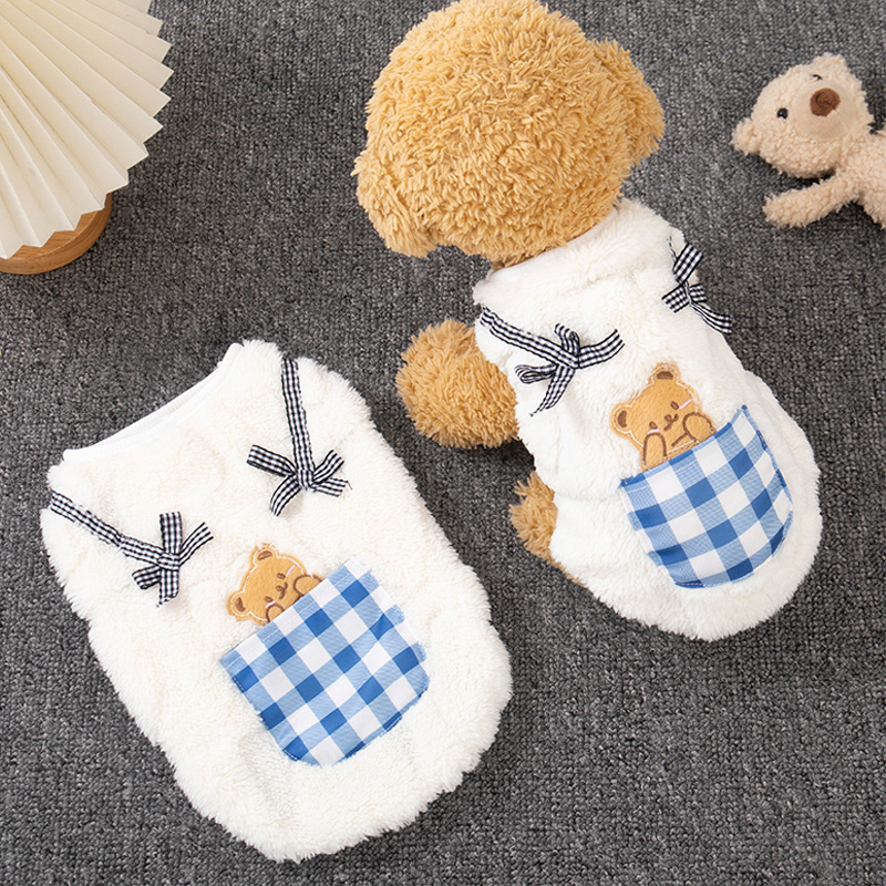 狗狗衣服2025新款冬装泰迪小狗冬天保暖可爱小熊口袋绒衣奶狗棉衣