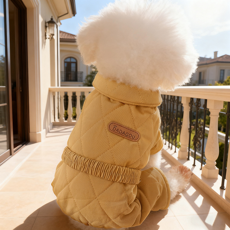 狗狗衣服小型犬冬天防掉毛比熊保暖按扣式棉衣加绒厚款外套秋冬款