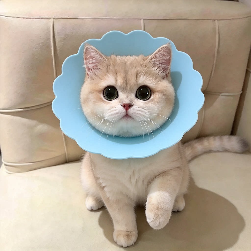 宠物猫猫通用款伊丽莎白圈猫咪术后恢复防舔咬蓝色软胶圈保护头套