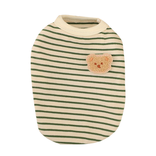 泰迪夏天薄款衣服小型犬夏季遛狗帅气条纹无袖两脚衣可爱幼犬背心