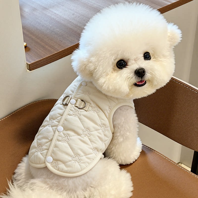 狗狗衣服博美幼犬约克夏冬装高颜值小奶狗防掉毛双D可牵引棉绒衣