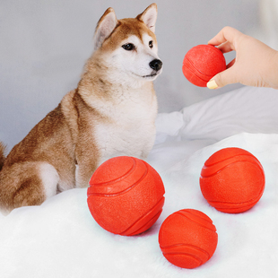 狗狗玩具互动实心弹力球逗狗柴犬法斗训狗专用红色橡胶球益智用品