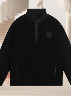 李宁正品新款男女同款运动休闲时尚半拉连加绒保暖外套AAES939