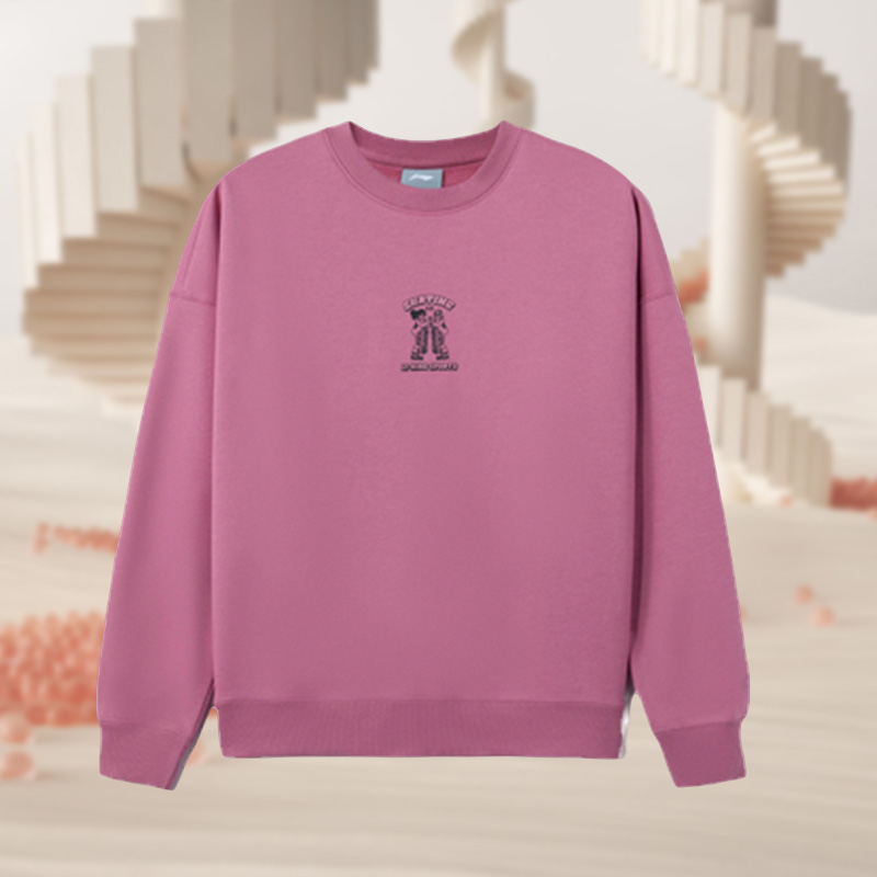 李宁女装冬新款时尚潮流宽松加绒保暖运动卫衣套头衫 AWDR700