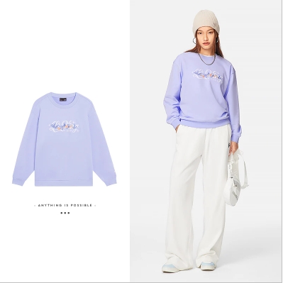 系列女子休闲宽松圆领套头卫衣