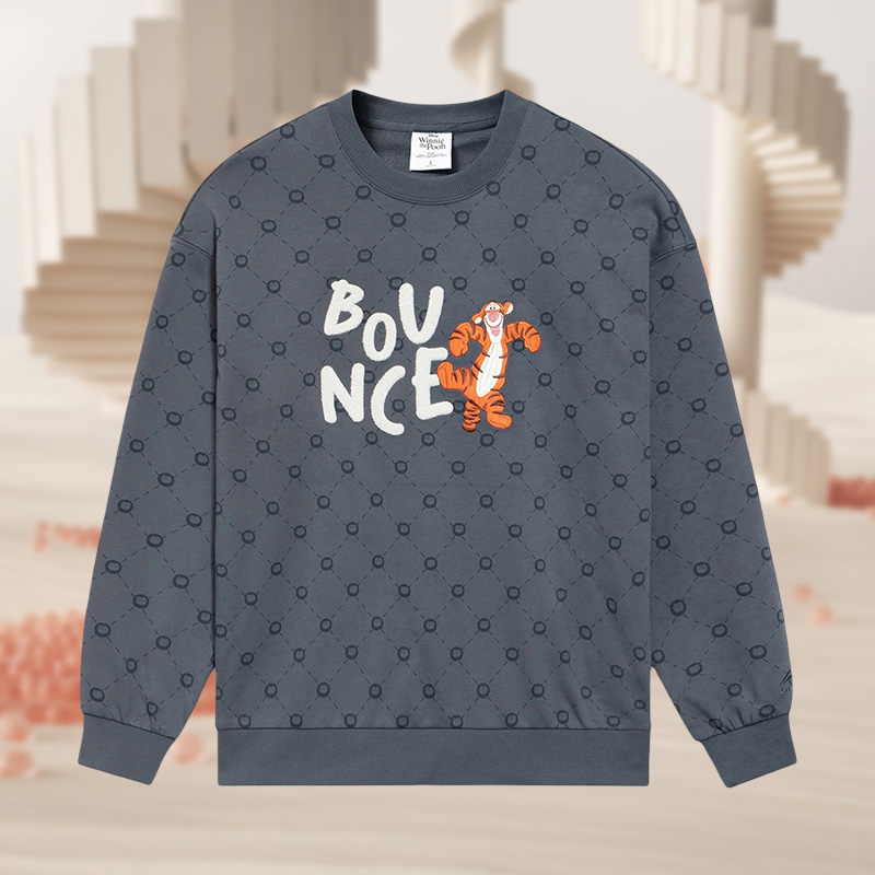 正品李宁X跳跳虎联名男女运动休闲圆领套头衫卫衣AWDS557