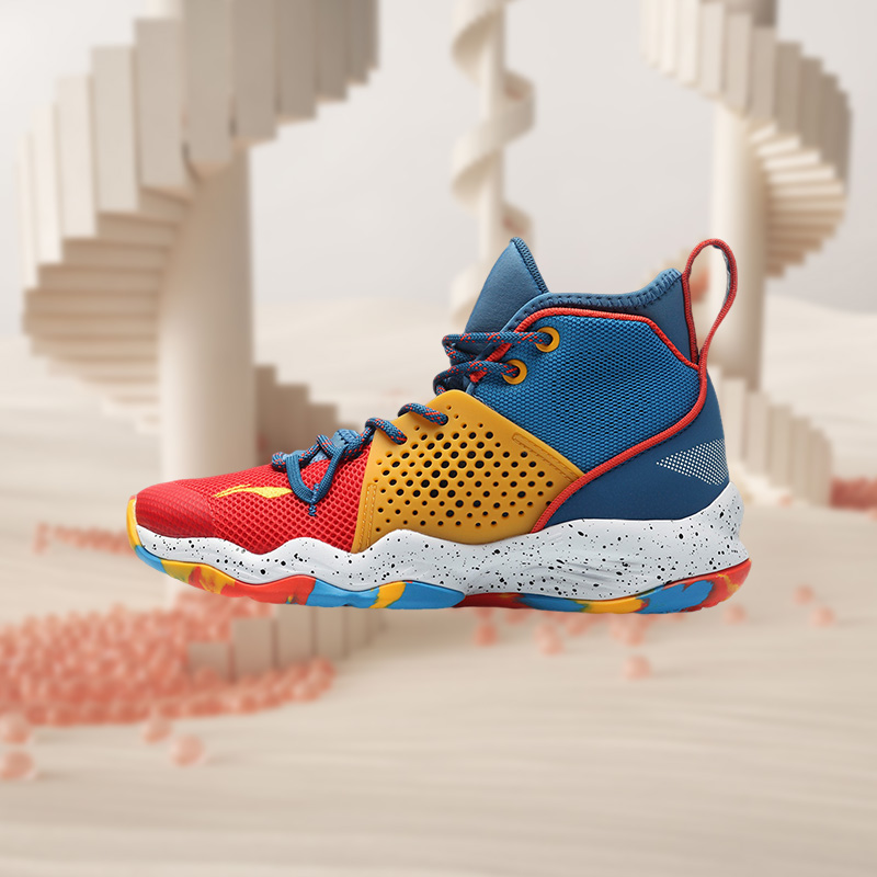 李宁童鞋新款儿童男大童音速8减震透气高帮篮球运动鞋YKBR012