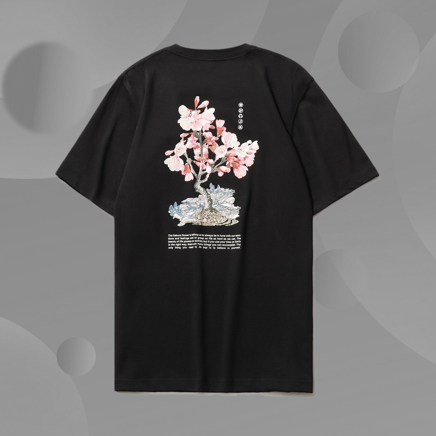 正品李宁短袖男女t恤夏季时装周情侣款樱花休闲文化衫ahsr630