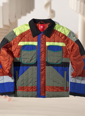 中国李宁20冬新款时装周时尚反伍男子翻领休闲短棉服AJMP041