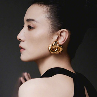 杨树林宋佳同款 夸张纽结金属几何耳环女耳圈圈银针耳钉耳饰品耳夹