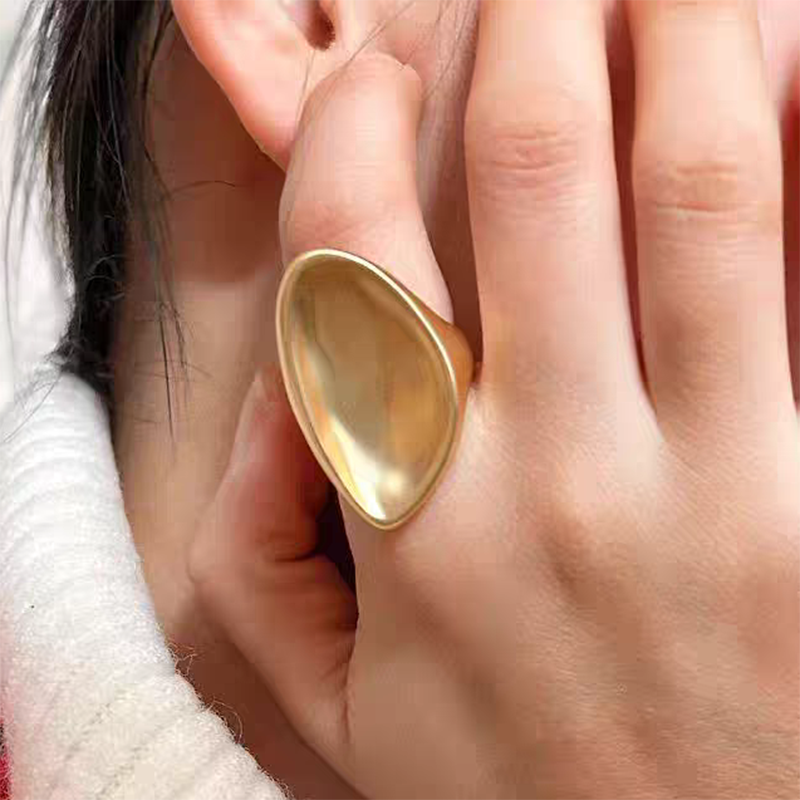 高级感金属光面几何不规则戒指女