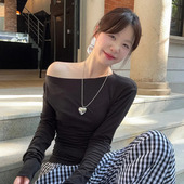 向日葵银色长款 韩国车静媛同款 钛钢不褪色爱心项链女款 桃心毛衣链