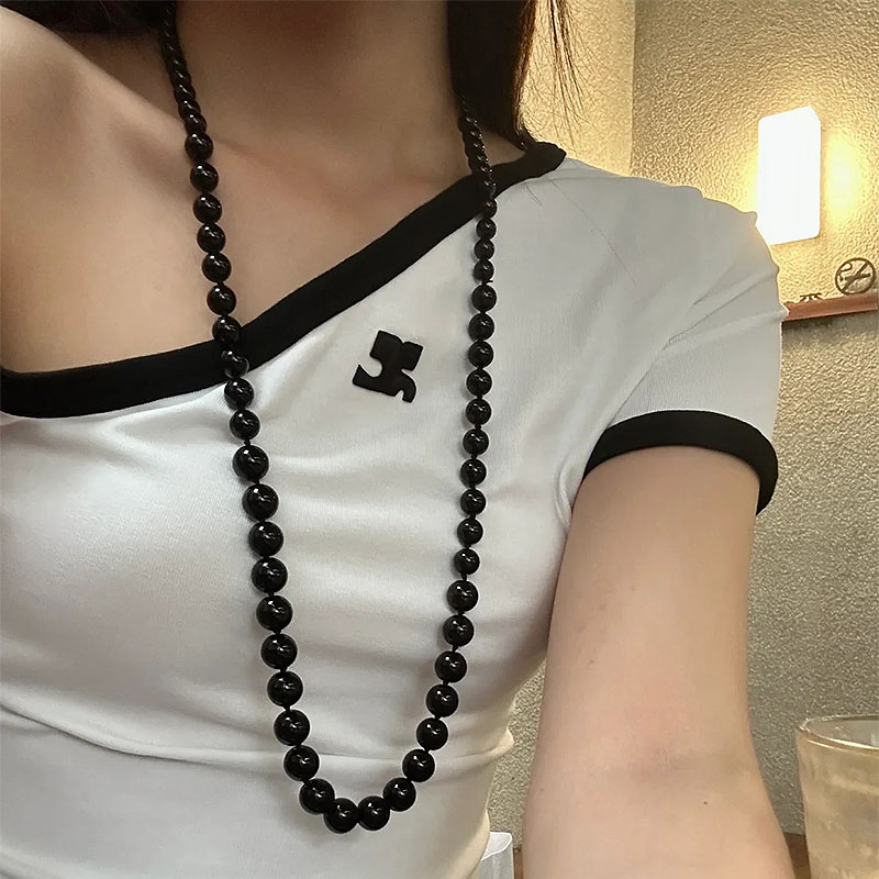 不褪色博主fever款天然黑玛瑙项链女2025夏爆款新中式长款毛衣链