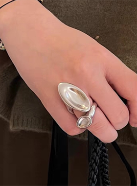 艺术感几何椭圆开口戒指食指戒