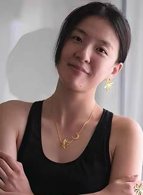 金色逐光时计日月双生星月项链女