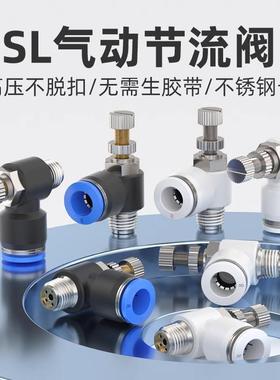 SL节流阀调速阀SL4/6/8/10/12-M5/01/02/03/04气动气管快速接头新